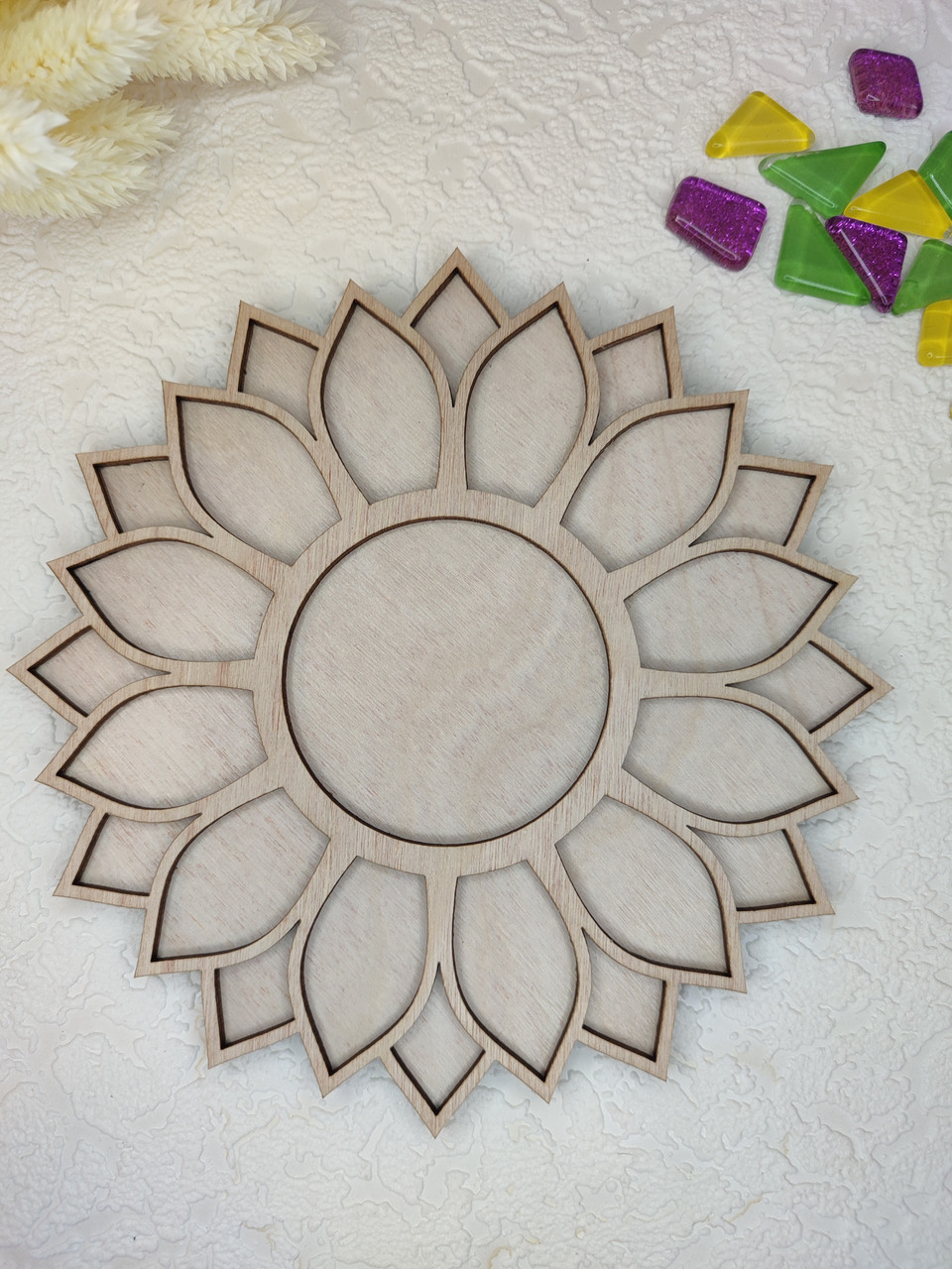 Заготовка під мозаїку "Соняшник" 16*16см, основа з бортиком для творчості, фото 1