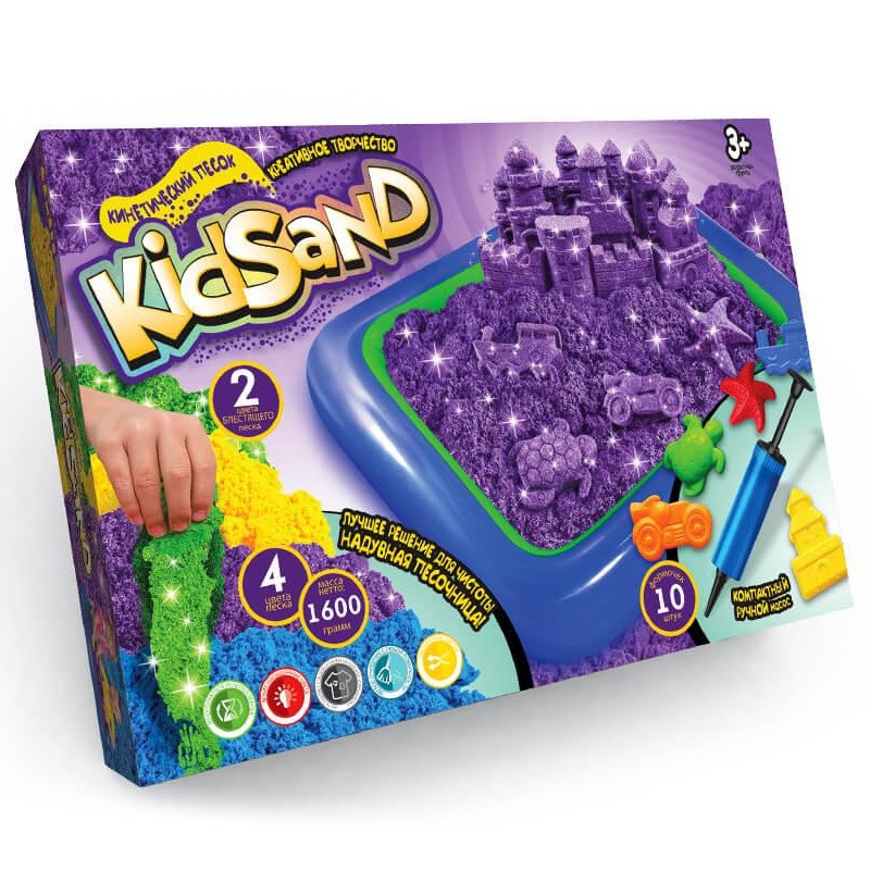 Кінетичний пісок "KidSand" 1600г + пісочниця + формочки KS-02-01 KNZ