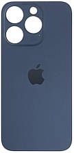 Задня кришка iPhone 15 Pro синя Blue Titanium з великими отворами під віконця камер оригінал