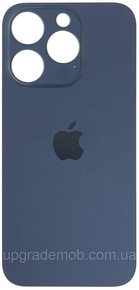 Задня кришка iPhone 15 Pro синя Blue Titanium з великими отворами під віконця камер оригінал, фото 1