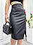 Шкіряна спідниця олівець великого розміру модна з розрізом молодіжна на блискавці, чорна, бежева, р. 50, 52, 54, фото 5