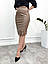 Шкіряна спідниця олівець великого розміру модна з розрізом молодіжна на блискавці, чорна, бежева, р. 50, 52, 54, фото 8