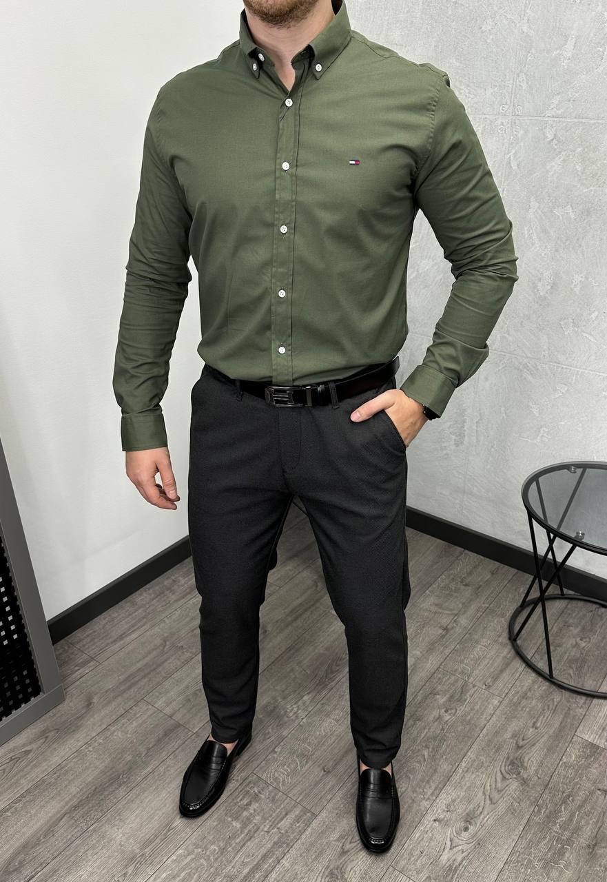 Чоловіча сорочка Tommy Hilfiger H4662 зелена, фото 1