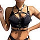 Портупея шкіряна Star Night Leather Chest Harness Straps чорний, фото 4