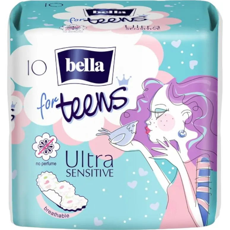 Прокладки гігієнічні Bella for Teens, Ultra Sensitive extra soft, 10 штук. (Белла) 4 краплі, фото 1