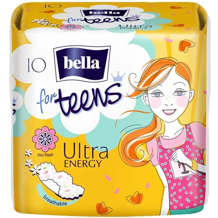 Прокладки гігієнічні Bella for Teens, Ultra Energy silky drai deo exotic fruits, 10 штук. (Белла) 4 краплі