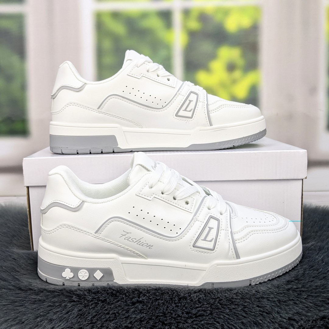 Кросівки кеди жіночі білі з сірим еко-шкіра Xifa 4562