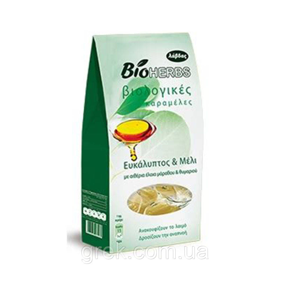 Льодяники органічні зі смаком евкаліпта та меду Lavdas 60 г, фото 1