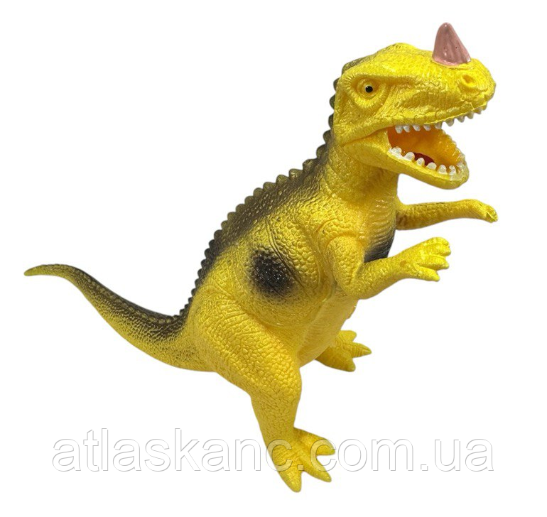 Іграшка силіконова антистрес, Динозавр жовтий із коричневою смугою 15 см. 17258, фото 1