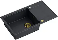 Quadron Evan Xl Granitowy Jednokomorowy 86X50cm Black Diamond/Elementy Złote (HCQE58650U8PVDG1)