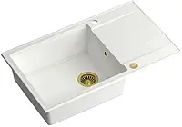 Quadron Evan Xl Granitowy Jednokomorowy 86X50cm Snow White/Elementy Złote (HCQE58650U1PVDG1)