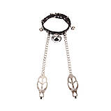 Набір БДСМ - нашийник Chisa Sins Master Control із затискачами для сосків, чорний-сріблястий kitty.in.ua, фото 2