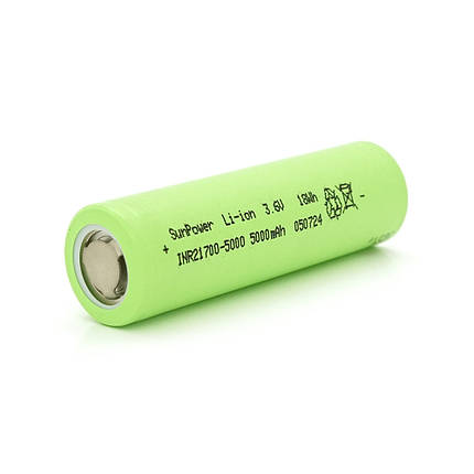 Акумулятор 21700 Li-Ion SUNPOWER 5000mAh, 20A, 4.2/3.6/2.5V, Gray, фото 1