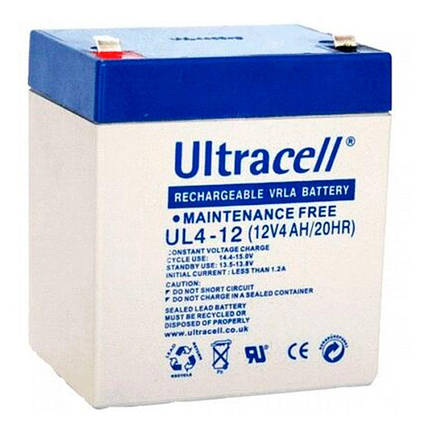 Акумуляторна батарея Ultracell UL4-12 AGM 12V 4 Ah (90 x 70 x 101) White Q10/420, фото 1