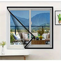 Москітна сітка для вікон із клейкою стрічкою, 1,3*1,5 м. Чорна