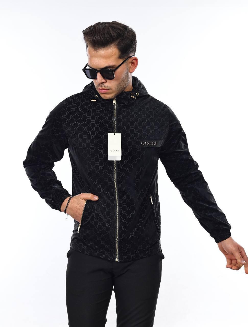 Чоловіча куртка вітровка GUCCI D12233 чорна