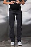 Стильні чорно-сірі джинси для вагітних прямі із високою спинкою S, фото 6