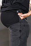Стильні чорно-сірі джинси для вагітних прямі із високою спинкою S, фото 7