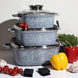 Набір каструль EDENBERG з антипригарним покриттям для індукції і газу 2.3, 4.5, 6.8 л