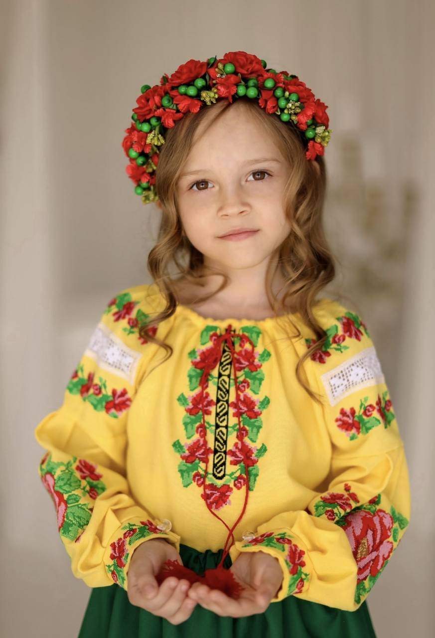 Вишиванка для дівчинки Багата жовта, фото 1