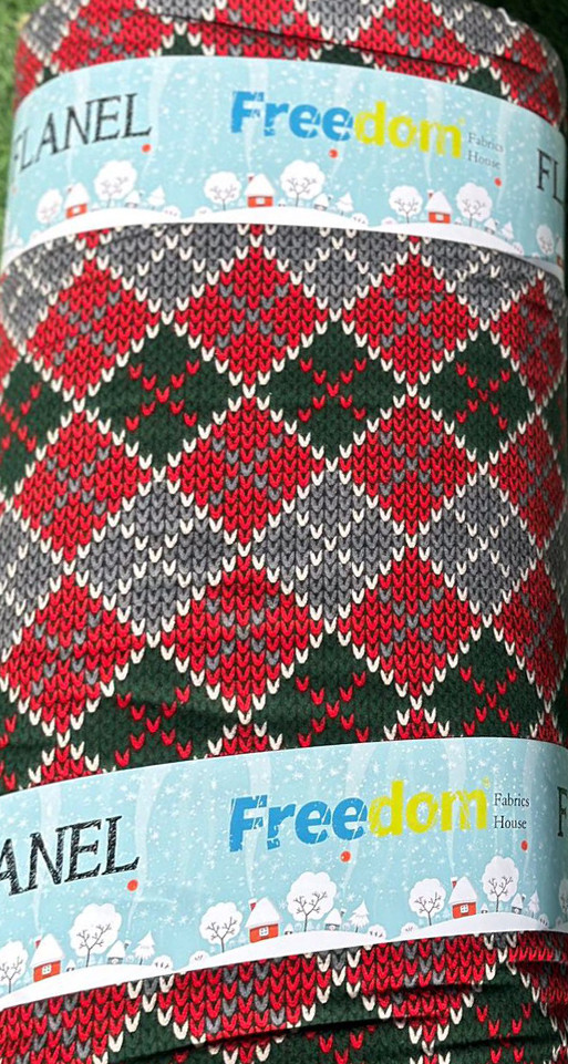 Фланель (байка) 240 см набивна сіро-червона клітинка, 100% бавовняна тканина для постільної білизни рулон 25 м