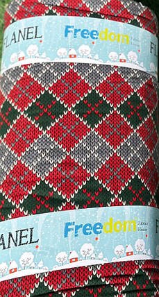 Фланель (байка) 240 см набивна сіро-червона клітинка, 100% бавовняна тканина для постільної білизни рулон 25 м, фото 1