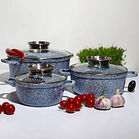 Набір каструль EDENBERG з антипригарним покриттям для індукції і газу 2.3, 4.5, 6.8 л