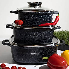 Набір каструль EDENBERG з антипригарним покриттям для індукції і газу 2.3, 4.5, 6.8 л