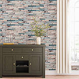 Самоклеющаяся 3D панель под бежево-голубой екатеринославский кирпич 700x770x3мм (349-3), фото 4