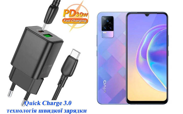 Зарядное устройство Dual Port 30W для смартфона Vivo V21e (ID ...