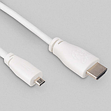 Кабель microHDMI-HDMI для Raspberry Pi 2м офіційний білий, фото 2