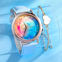 Жіночий кварцовий наручний годинник "Космос" + браслет із серцем