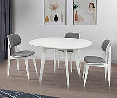 Сучасний дерев'яний обідній кухонний круглий стіл 90 см білий розкладний розсувний на кухню Модерн