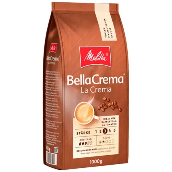 Кава в зернах Melitta BellaCrema La Crema 1кг Німеччина Мелітта фруктово-горіхові нотки