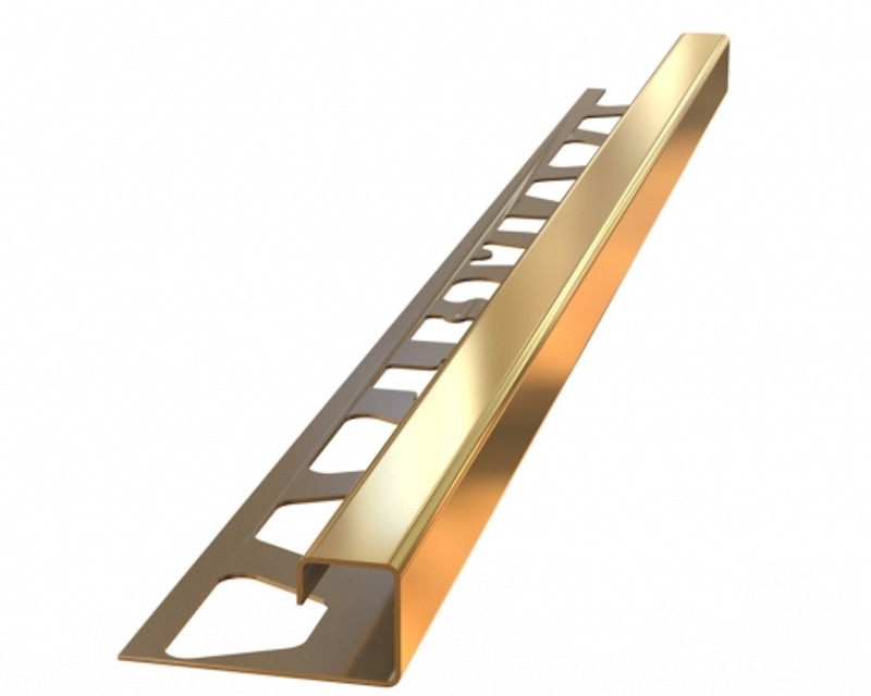 Кутовий квадратний торцевий профіль 12 мм з нержавіючої сталі для плитки, довжина 2,7м Золото поліроване