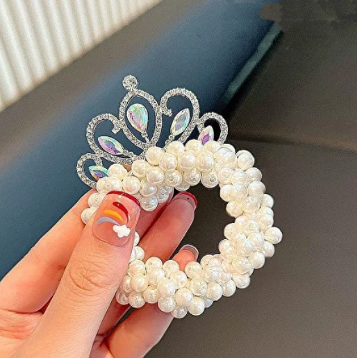 Красиві дитячі резинки для волосся, прикрашені штучними перлами набір 4шт, фото 1