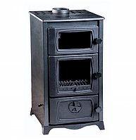 Піч-камін чавунний EFOR PRO-2 +варильна поверхня +духовка (дверцята чавун+скло, топка чавун) 13,3 кВт. 78кг./ш460г410в970мм