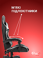Геймерське ігрове крісло комп'ютерне 4Points GT спортивне для пк з подушками розкладне біле, фото 8