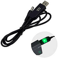 Кабель живлення для роутера від Power bank USB/DC 12V з LED індик. (1м) чорний