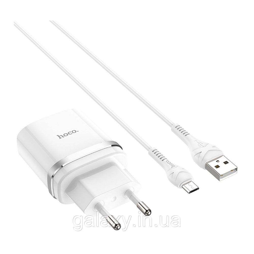 Зарядний пристрій Hoco 1xUSB QC3.0 18W 3A + кабель Micro-USB C12Q White, фото 1