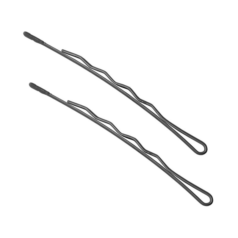 Невидимки для волосся рівні Tico Professional (300530) - Чорні (довжина 70 мм, вага 100 грам)