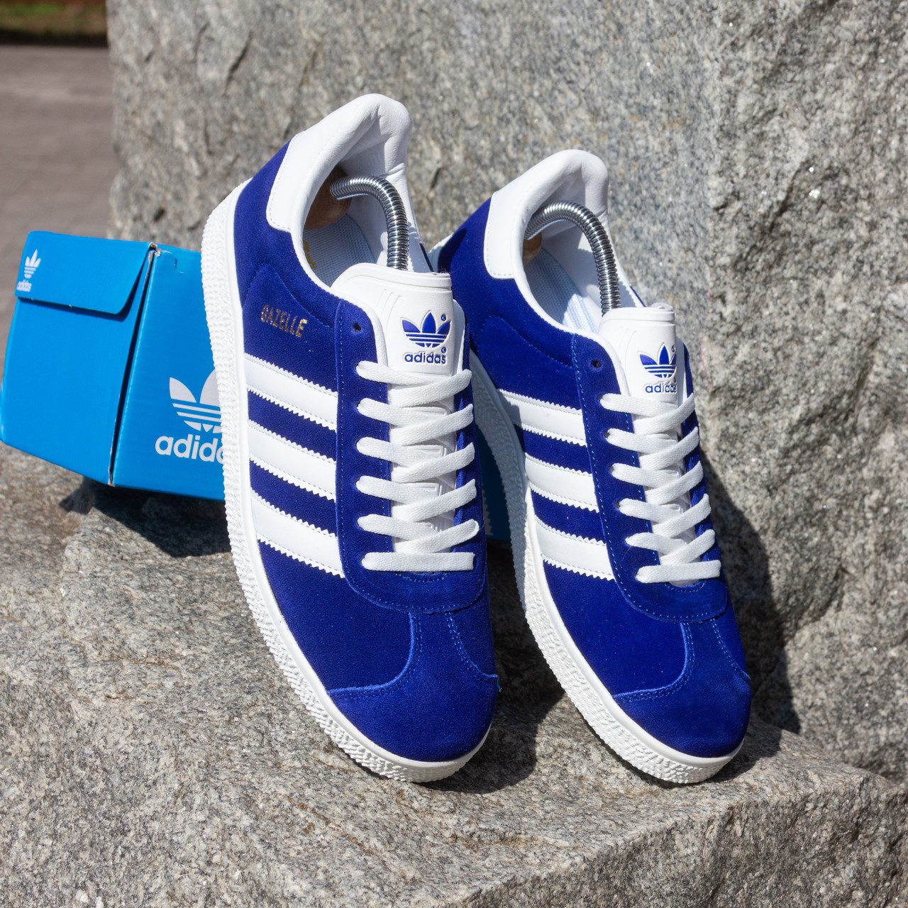 РОЗПРОДАЖ+безкоштовна доставка Чоловічі Кросівки кеди Adidas Gazelle сині, фото 1