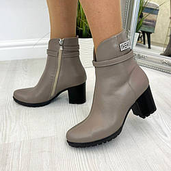 Черевики жіночі шкіряні на стійкому підборі. Колір візон. 36-41 розміри