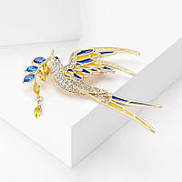 Патріотична брошка «Ластівка миру» / Ластівка в жовто-блакитному кольорі / Патріотична брошка в жовто-блакитних кольорах