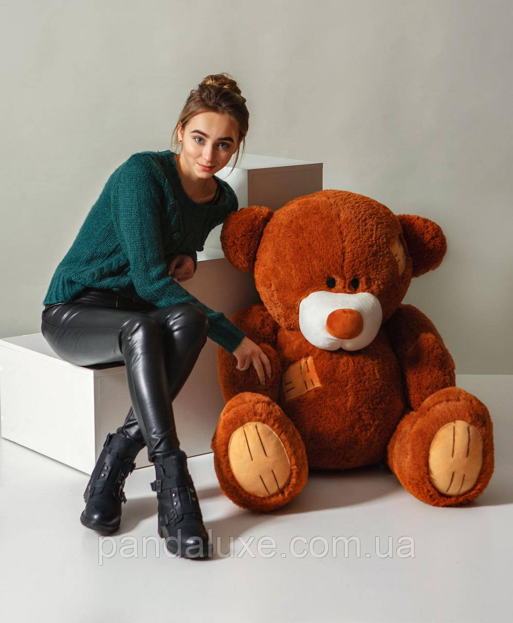 М'яка іграшка великий плюшевий коричневий ведмедик
