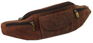 Шкіряна сумка на пояс, бананка Always, коричнева