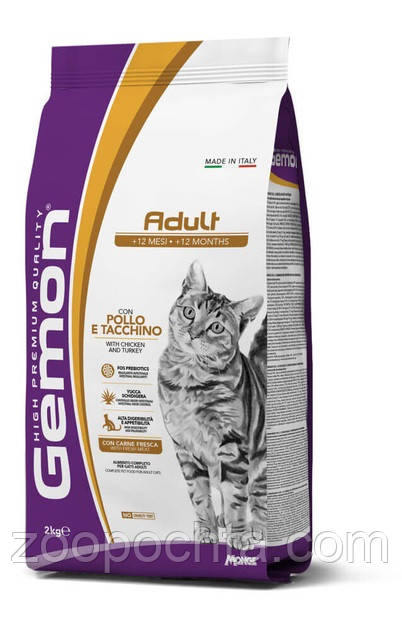 Сухий корм для кішок Gemon Adult з куркою та індичкою 7 кг
