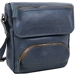 Шкіряна чоловіча  сумка Mykhail Ikhtyar, Україна синя