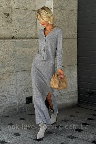 Костюм-двойка женский вязаный, ангоровый, кардиган укороченный, юбка ...