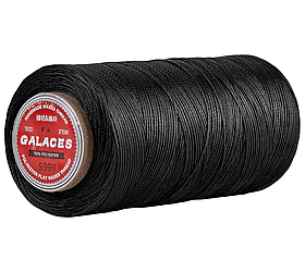 Galaces 0.80мм чорний (S999) 270м плоский шнур вощений по шкірі (картон)